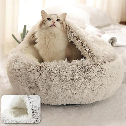 Soft Plush Pet Bed with Cover Round Cat Bed Pet Mattress Warm Cat Dog