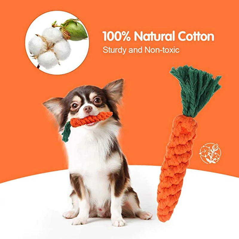 Handmade Cotton Rope Carrot Toy for Dogs and Puppies