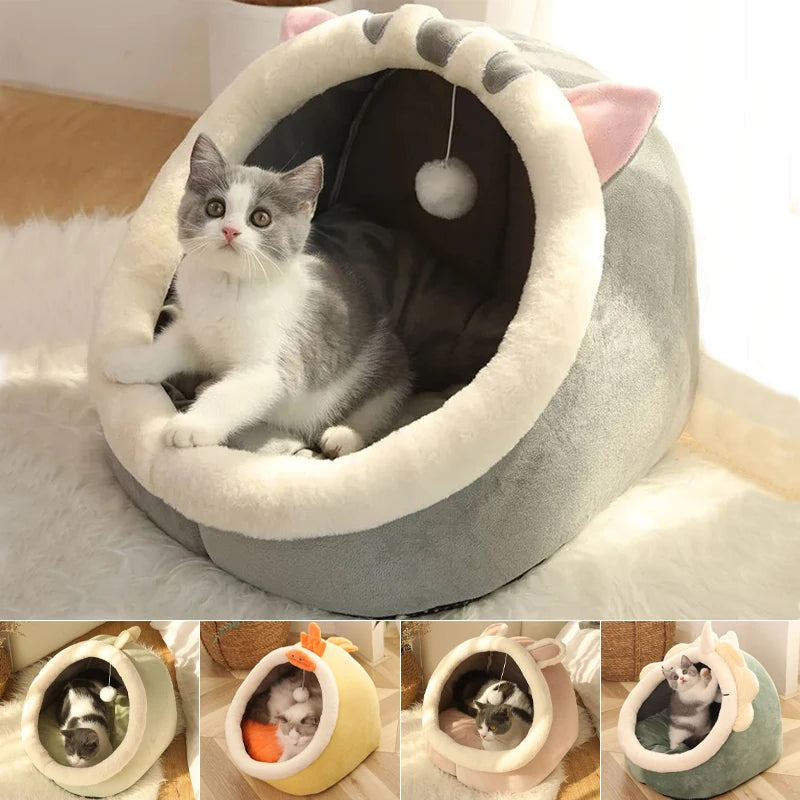 Cat Bed Cozy Plush Round Sleeping Nest for Cat and Small Dogs