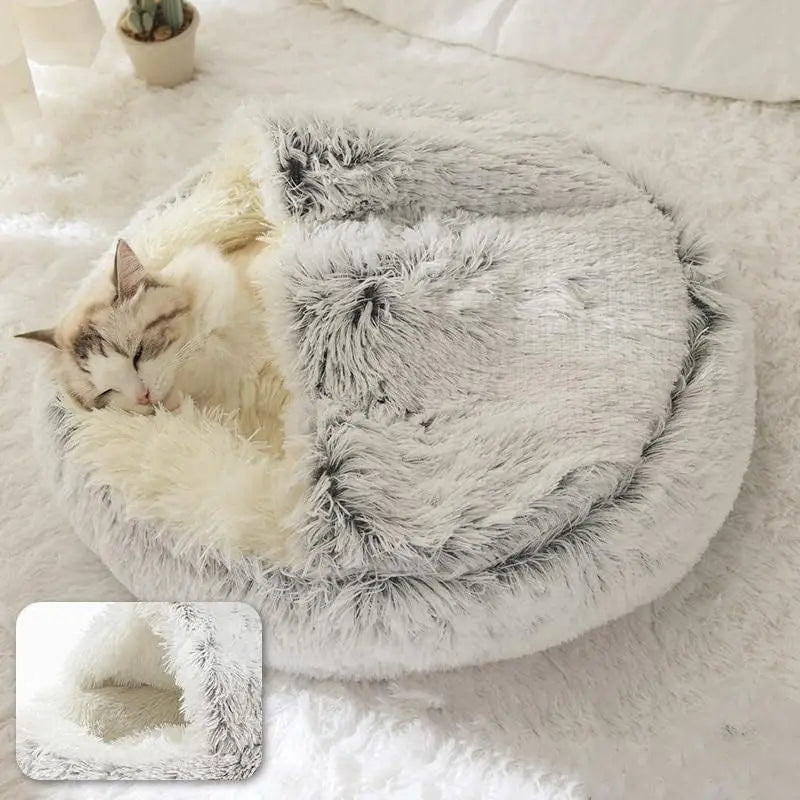 Soft Plush Pet Bed with Cover Round Cat Bed Pet Mattress Warm Cat Dog