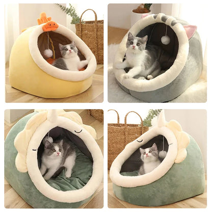 Cat Bed Cozy Plush Round Sleeping Nest for Cat and Small Dogs