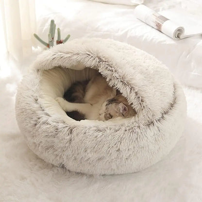 Soft Plush Pet Bed with Cover Round Cat Bed Pet Mattress Warm Cat Dog