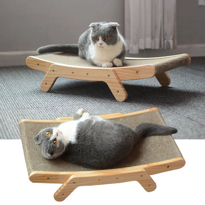 3-in-1 Wooden Cat Scratcher & Detachable Lounge Bed