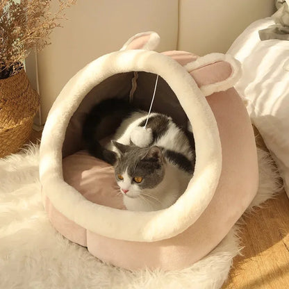 Cat Bed Cozy Plush Round Sleeping Nest for Cat and Small Dogs